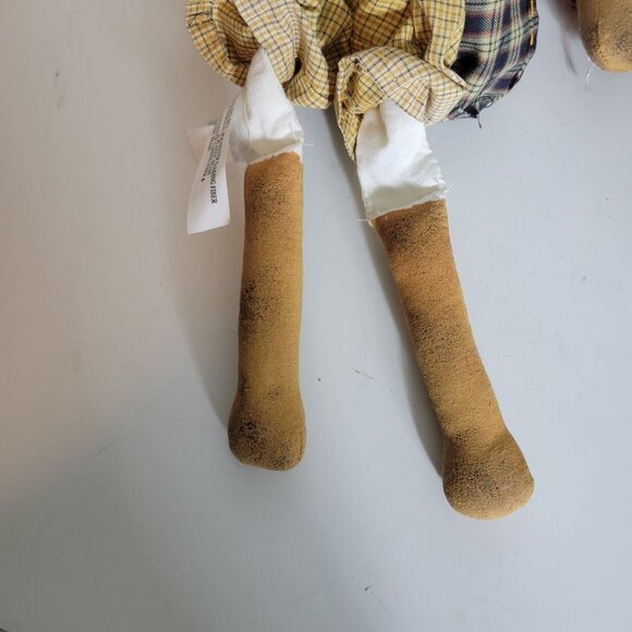 Vintage Enesco Folk Art Cat Doll With Button Accents & Plaid Outfit 14.5" - Picture 4 of 8